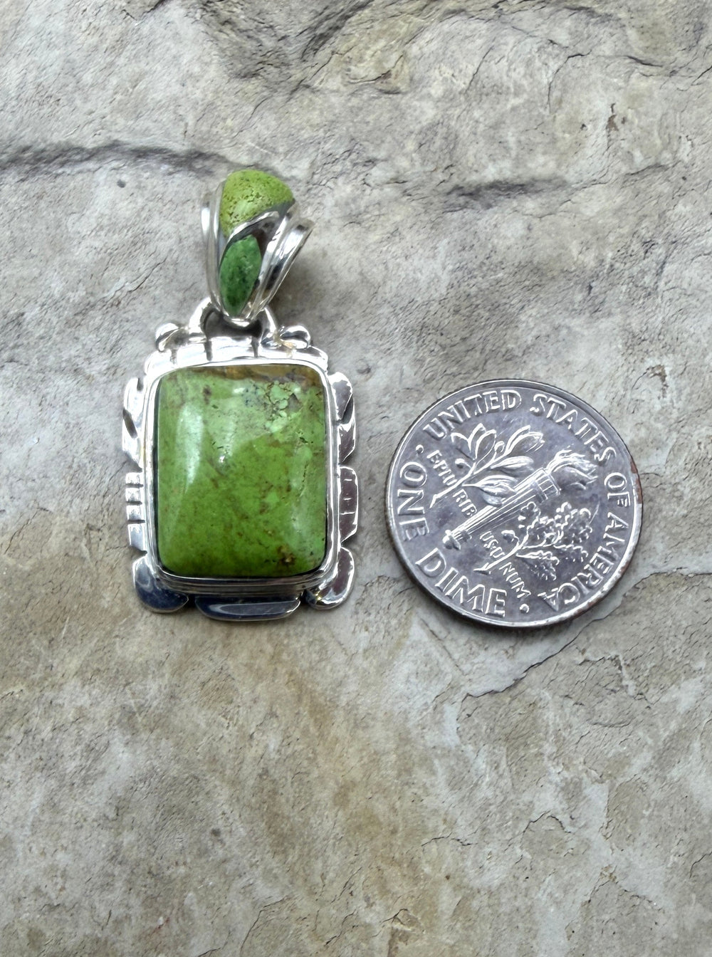 RARE Gaspeite (Canada) Sterling Silver Pendant