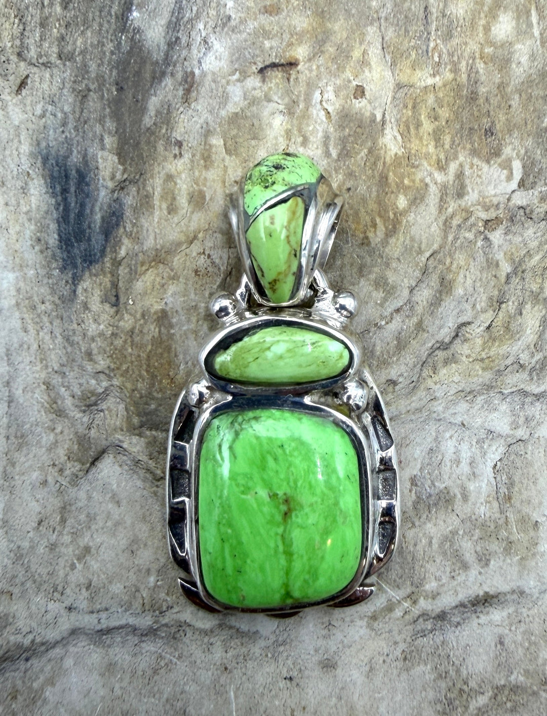 RARE Gaspeite (Canada) Sterling Silver Pendant