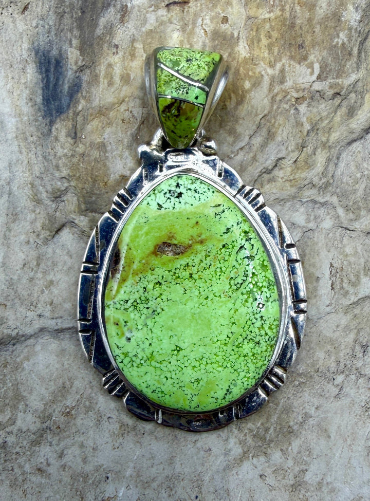 RARE Gaspeite (Canada) Sterling Silver Pendant