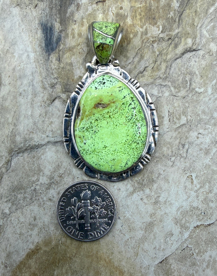 RARE Gaspeite (Canada) Sterling Silver Pendant