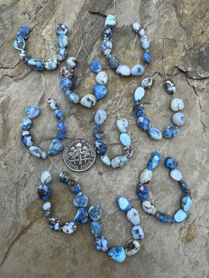 RARE Golden Hills Turquoise (Kazakhstan) 5-7mm Set of 8