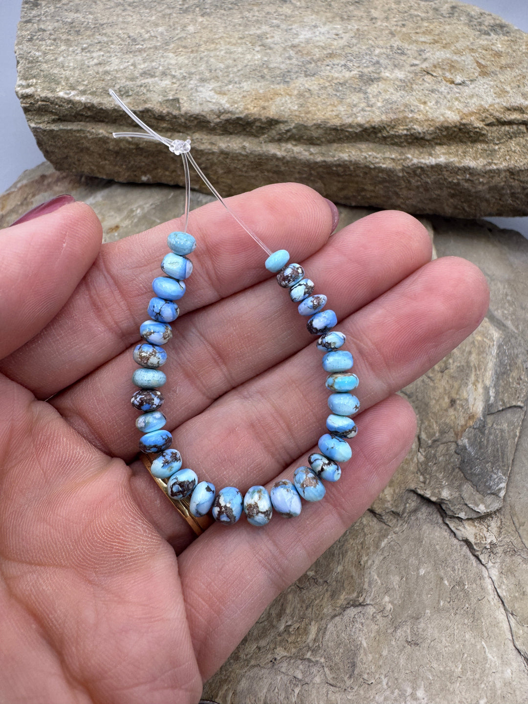 RARE Golden Hills Turquoise (Kazakhstan) Graduated Rondelle