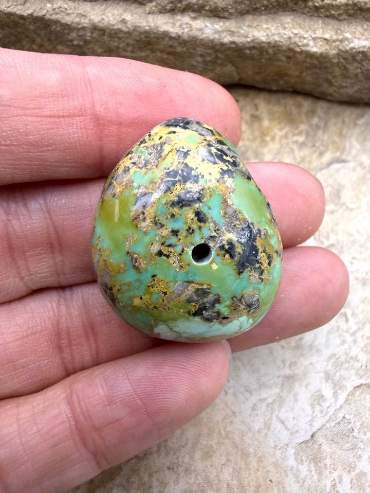 RARE Green Royston Turquoise (NV) HUGE Focal Bead