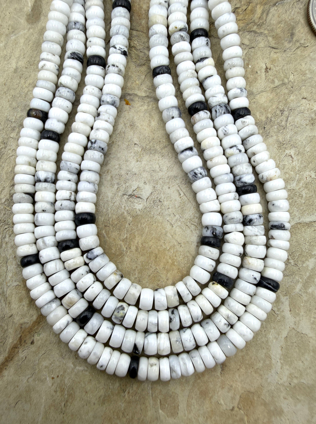 RARE High Quality White Buffalo 4mm Button Beads 9 Inch