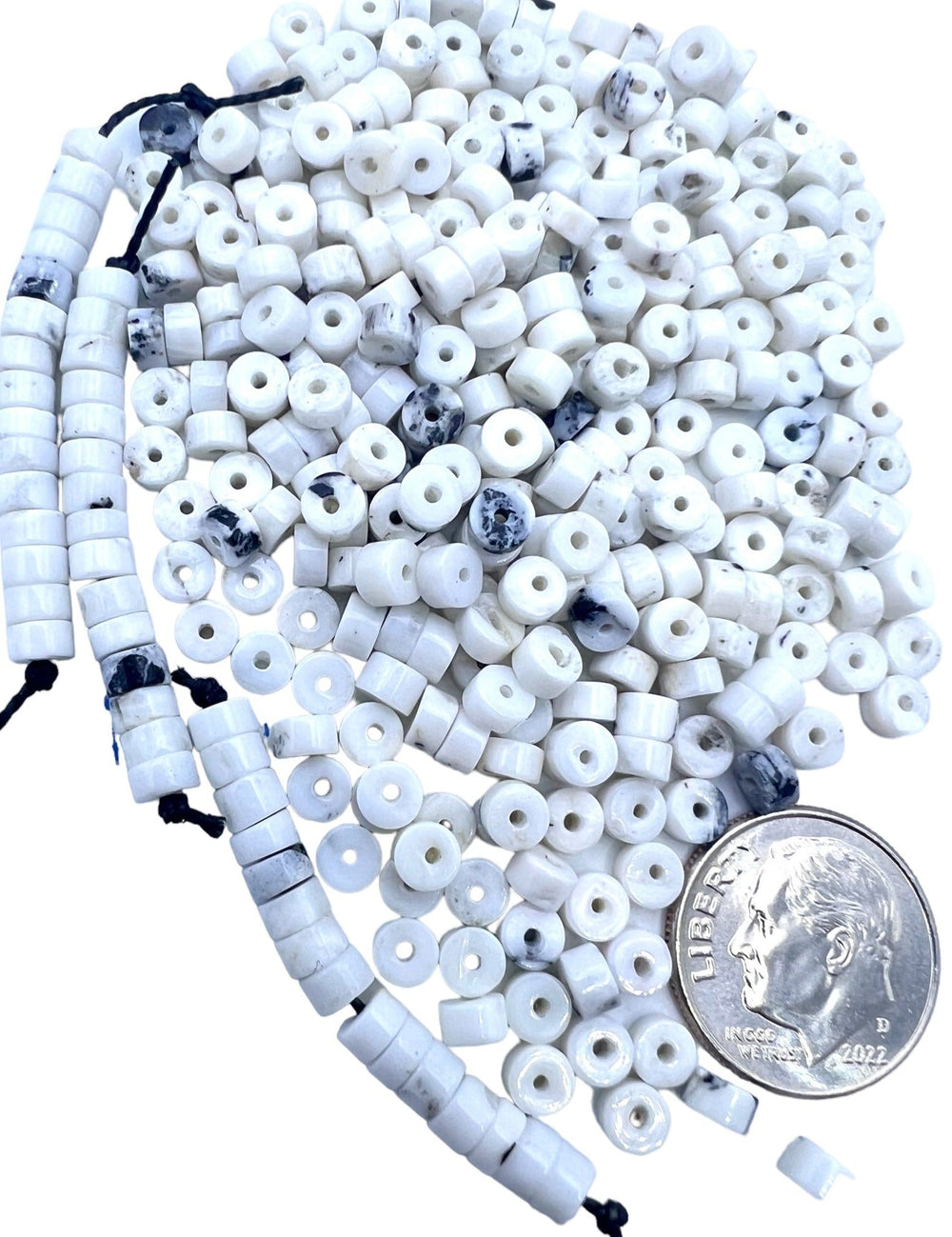 RARE High Quality White Buffalo 4mm Heishi Beads (Package
