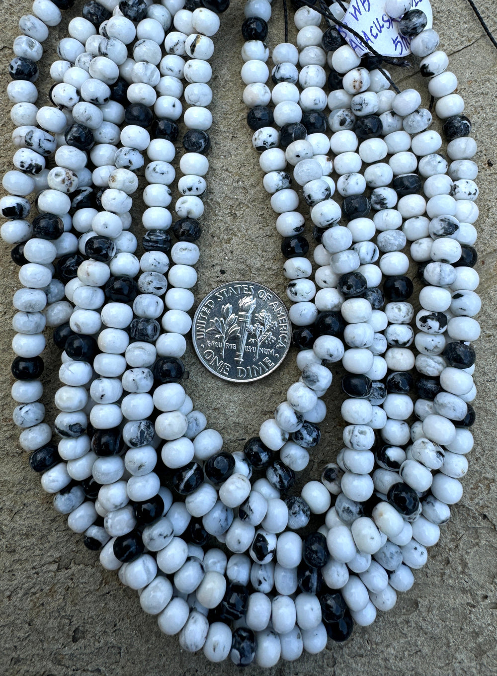 RARE High Quality White Buffalo 5mm Rondell Beads (9 inch