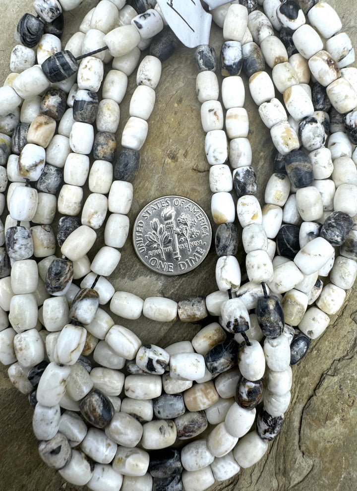 RARE High Quality White Buffalo 5x7mm Barrel Beads (9 inch