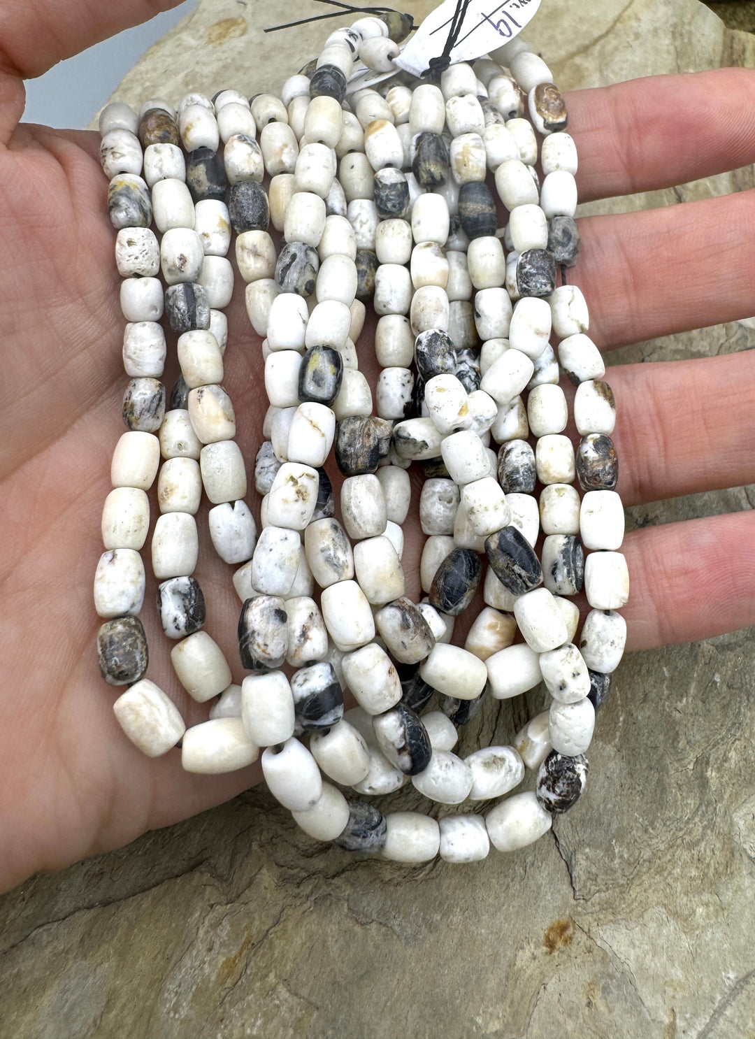 RARE High Quality White Buffalo 5x7mm Barrel Beads (9 inch