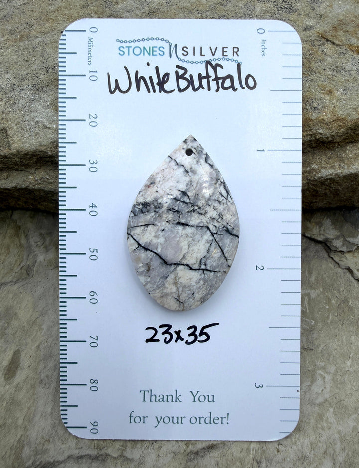 RARE High Quality White Buffalo Focal Pendant Bead 23x35mm