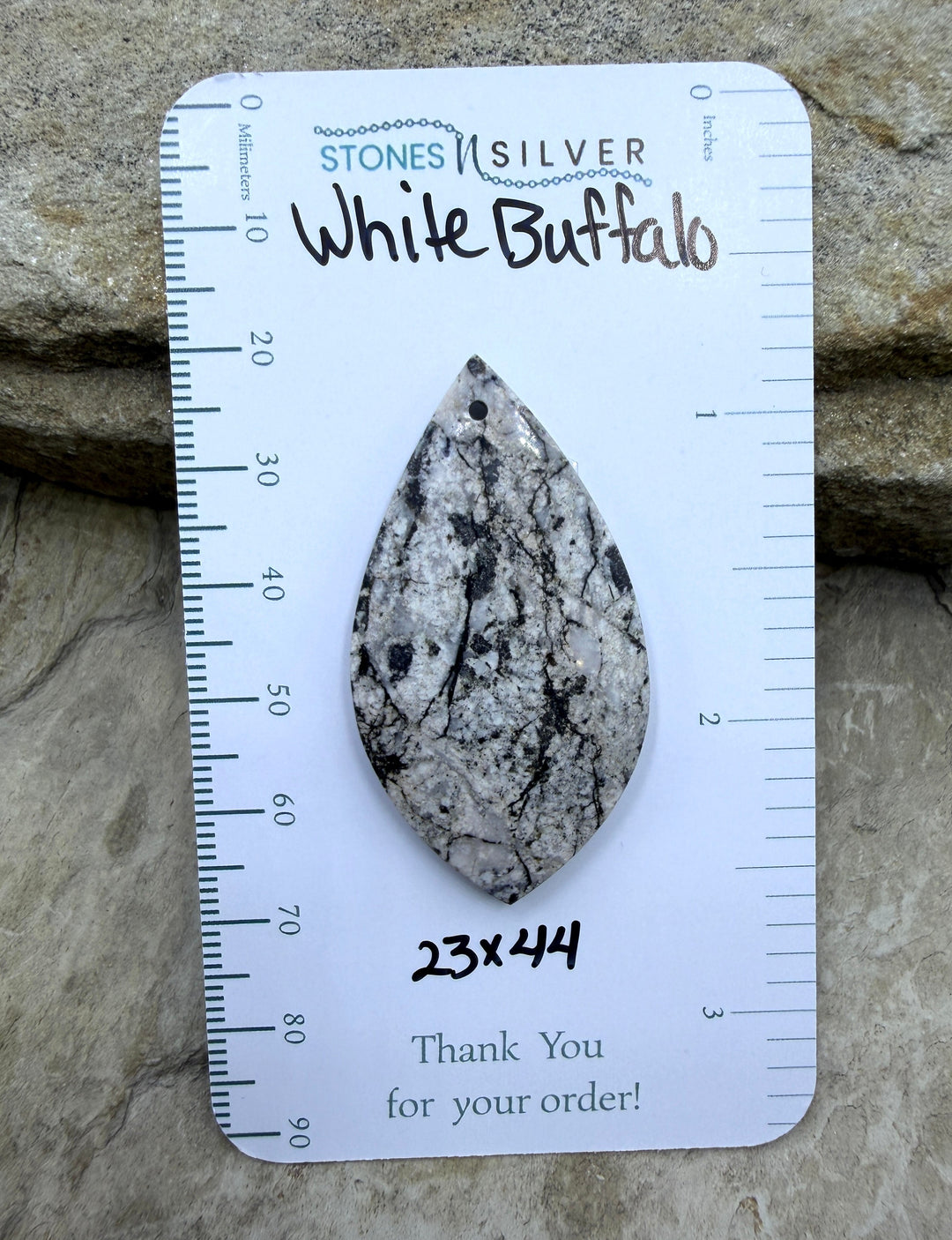 RARE High Quality White Buffalo Focal Pendant Bead 23x44mm