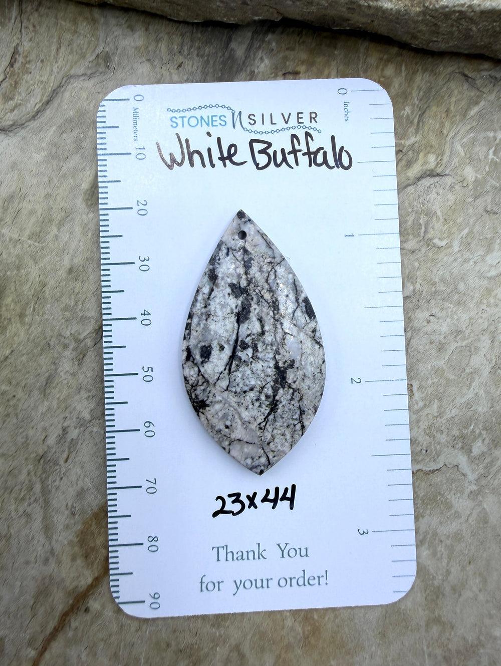 RARE High Quality White Buffalo Focal Pendant Bead 23x44mm