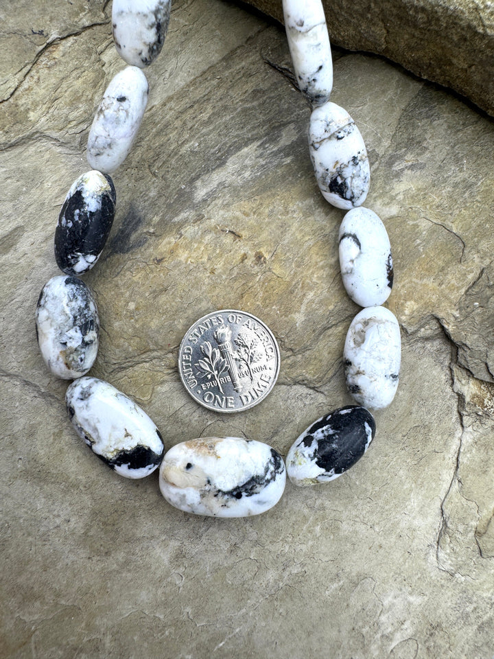 RARE High Quality White Buffalo Graduated Oval Beads (16