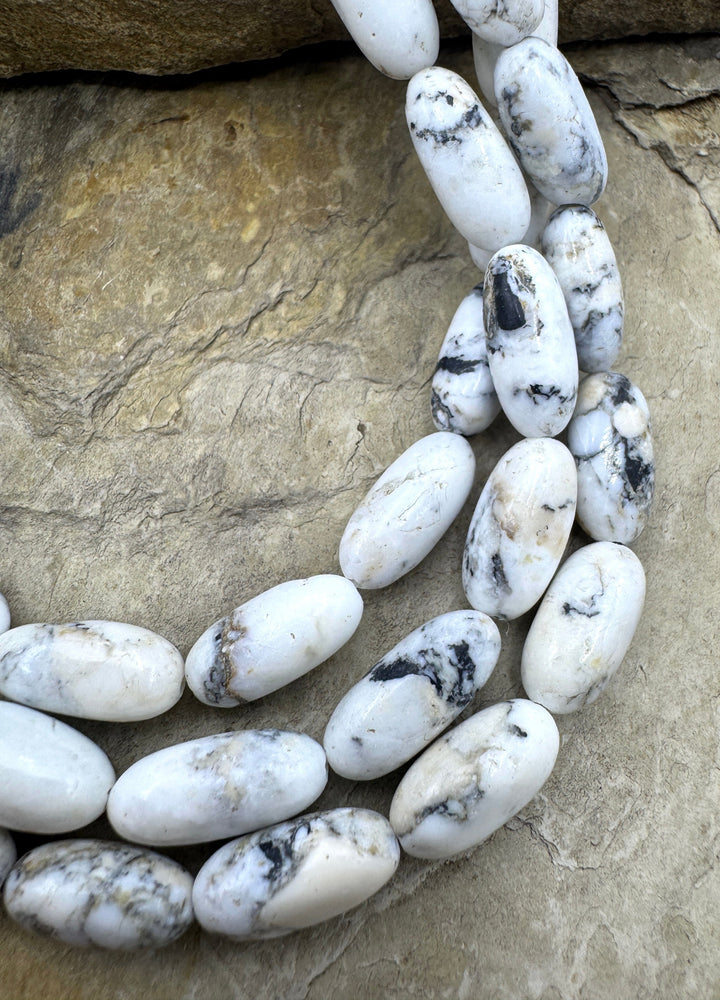 RARE High Quality White Buffalo Hand Cut Oval Bead 7x10mm