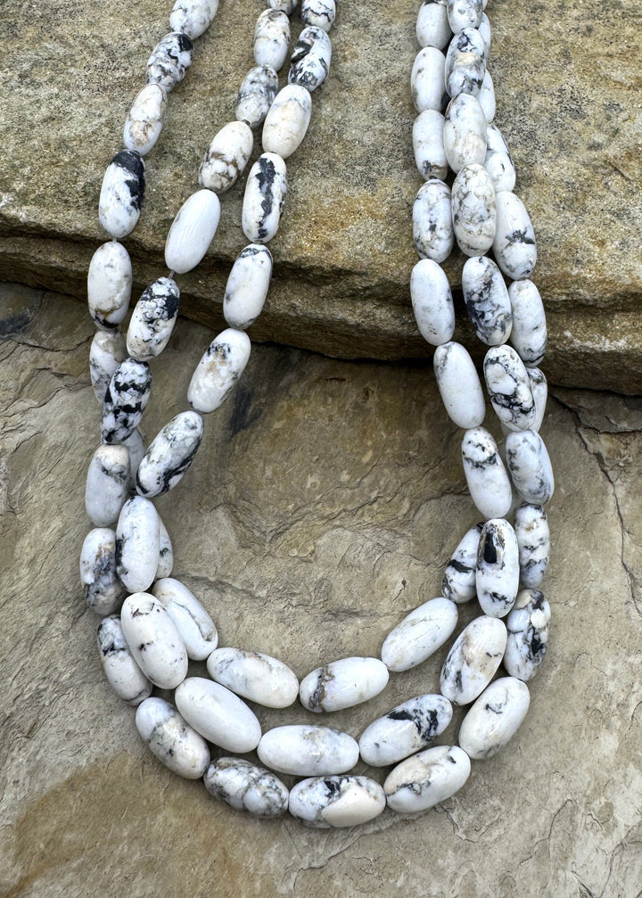 RARE High Quality White Buffalo Hand Cut Oval Bead 7x10mm