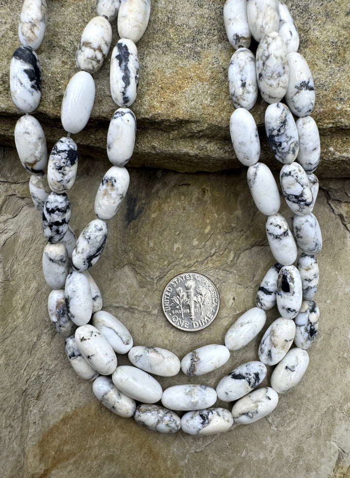 RARE High Quality White Buffalo Hand Cut Oval Bead 7x10mm