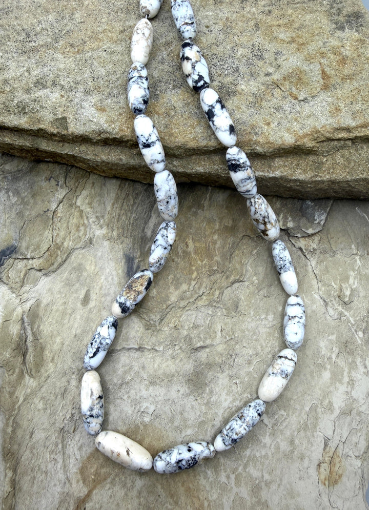 RARE High Quality White Buffalo Handcut Oval Bead Strand