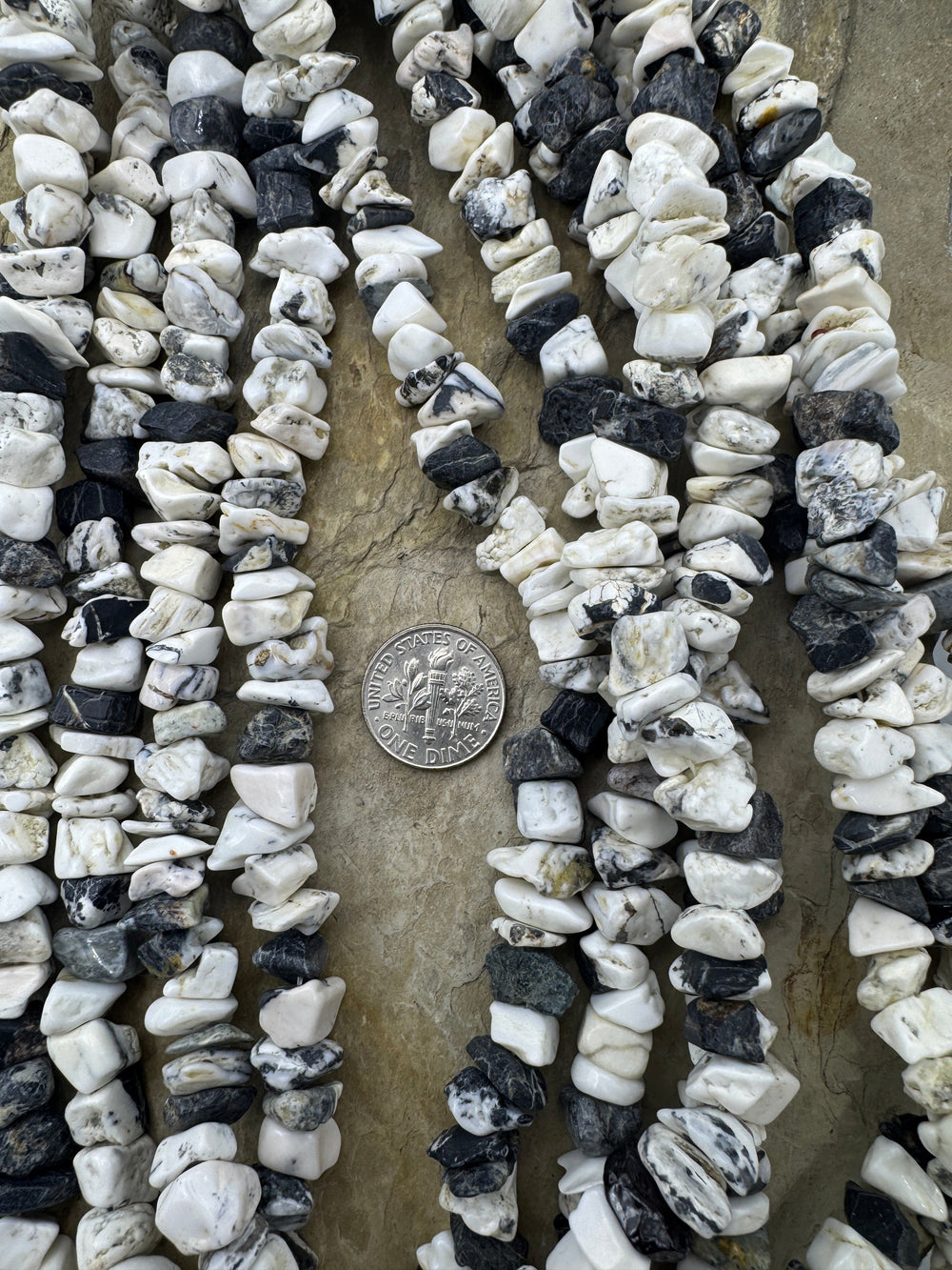 RARE High Quality White Buffalo LARGE (7-10mm) Chip Beads