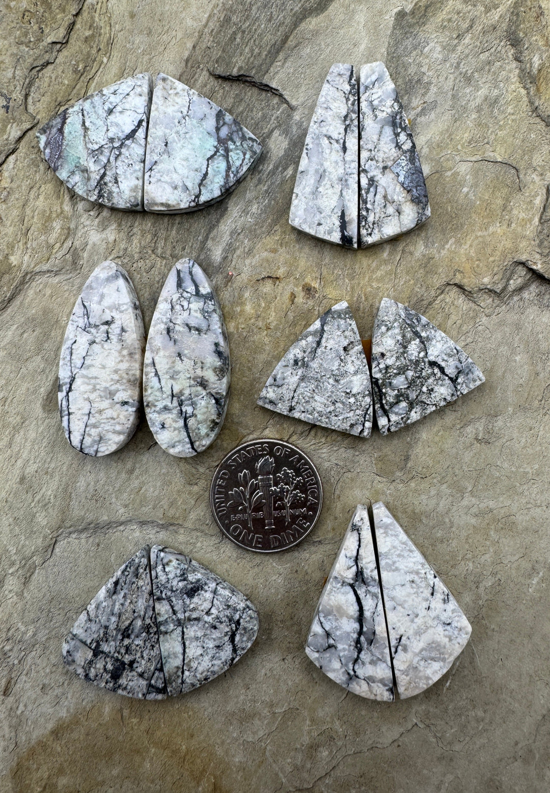 RARE High Quality White Buffalo Matching Cabochon Pair