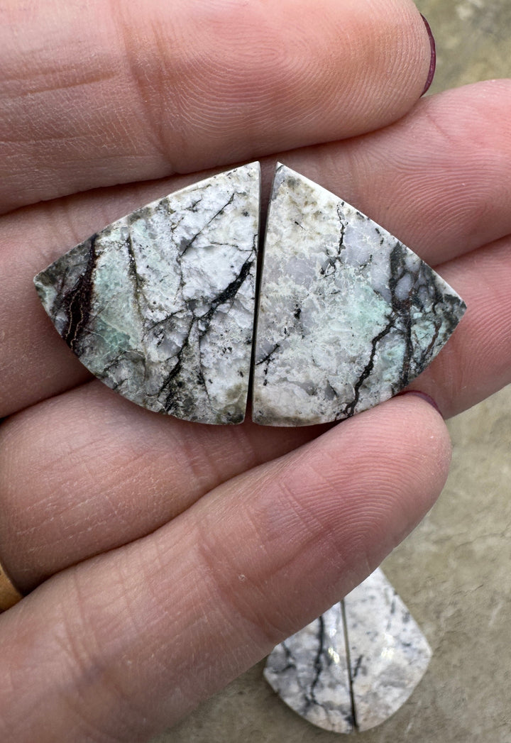 RARE High Quality White Buffalo Matching Cabochon Pair