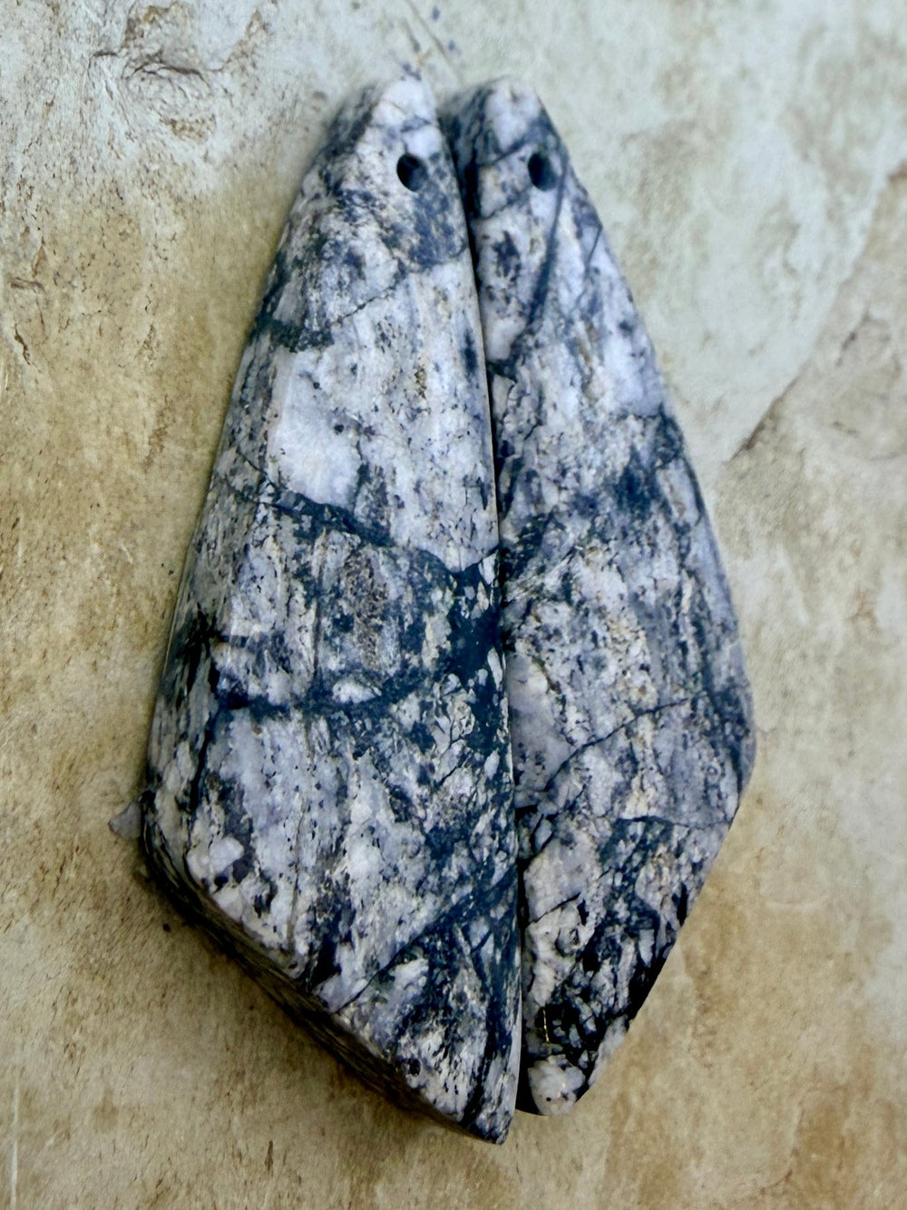 RARE High Quality White Buffalo Matching Earring Slab Bead