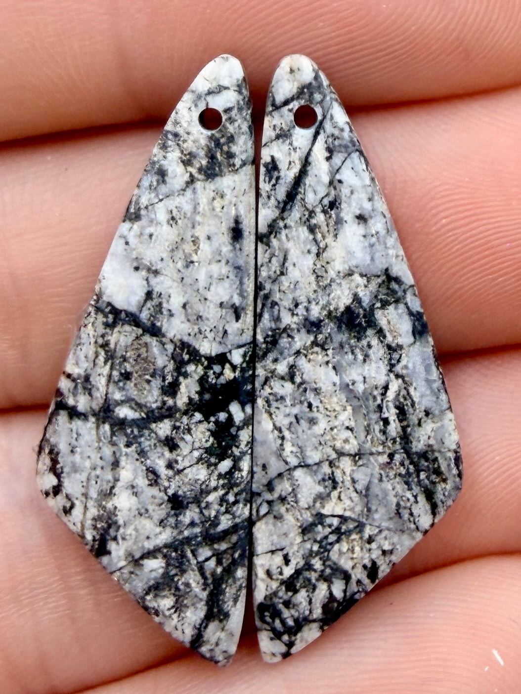 RARE High Quality White Buffalo Matching Earring Slab Bead