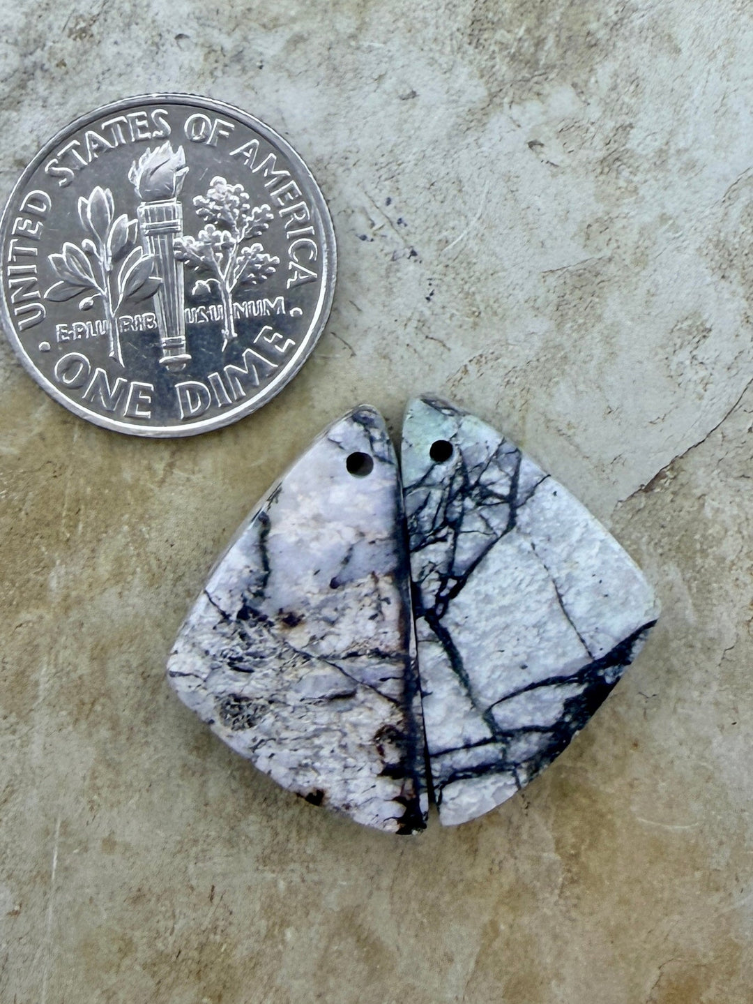 RARE High Quality White Buffalo Matching Earring Slab Bead