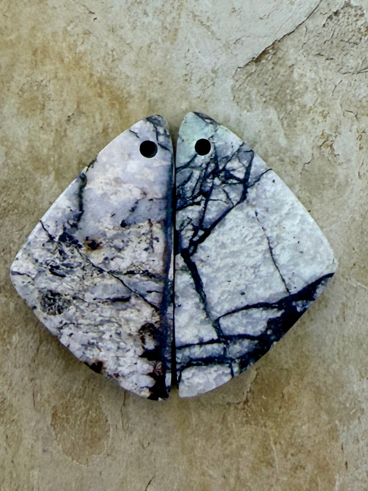 RARE High Quality White Buffalo Matching Earring Slab Bead