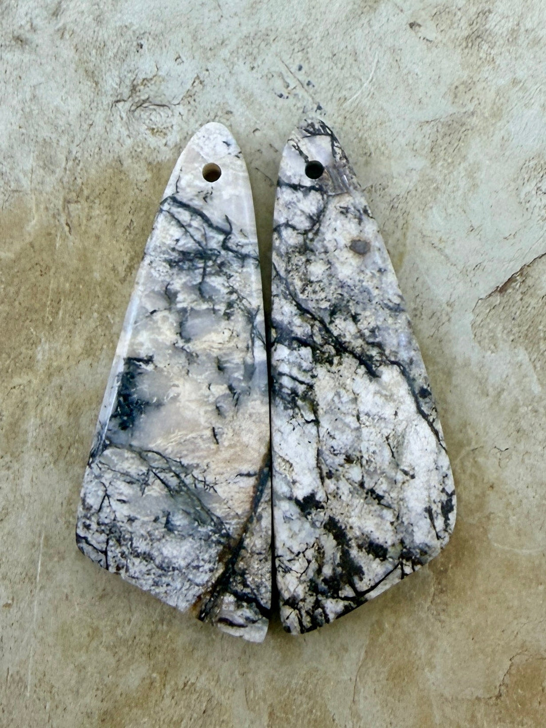 RARE High Quality White Buffalo Matching Earring Slab Bead