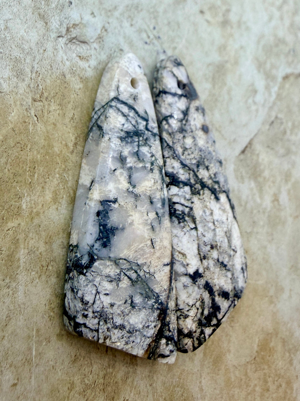 RARE High Quality White Buffalo Matching Earring Slab Bead