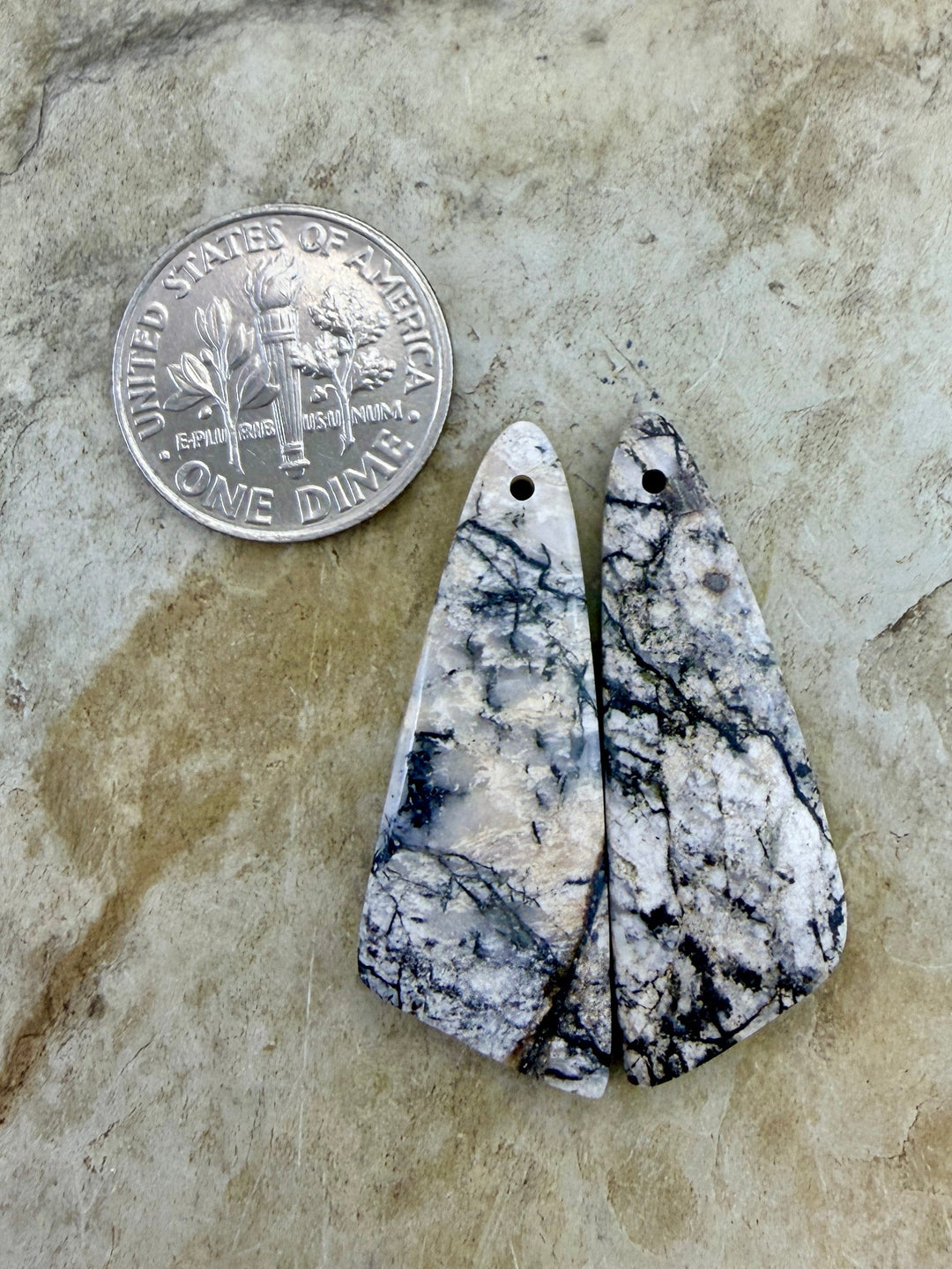 RARE High Quality White Buffalo Matching Earring Slab Bead