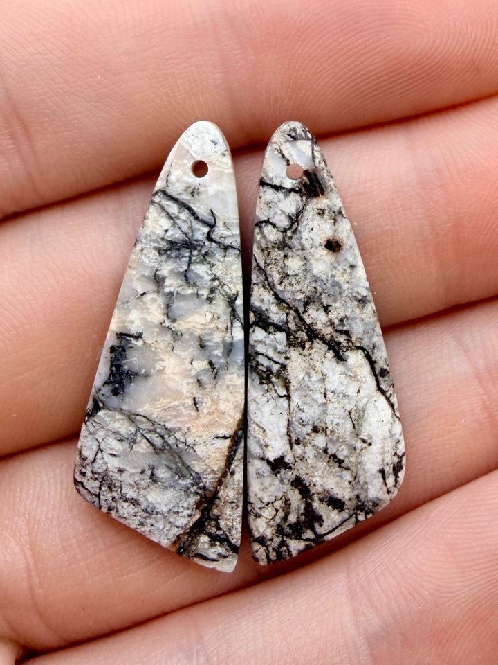 RARE High Quality White Buffalo Matching Earring Slab Bead