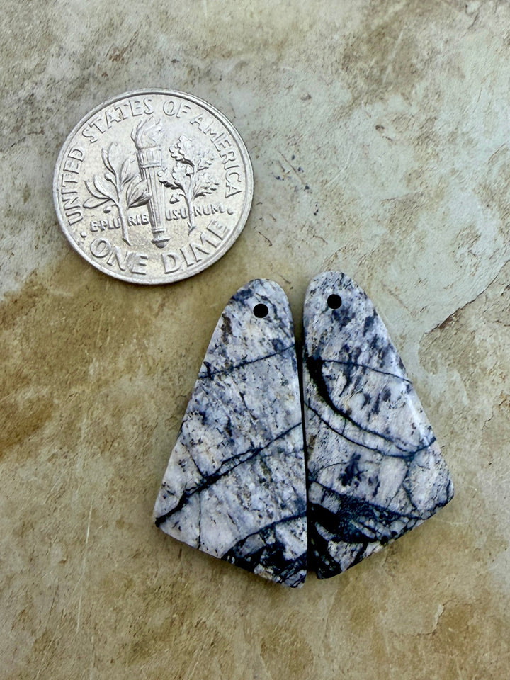 RARE High Quality White Buffalo Matching Earring Slab Bead