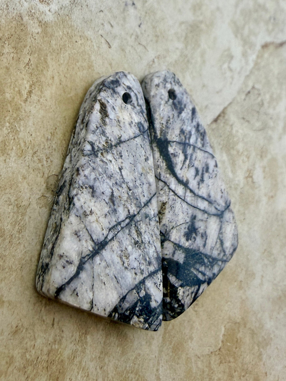 RARE High Quality White Buffalo Matching Earring Slab Bead
