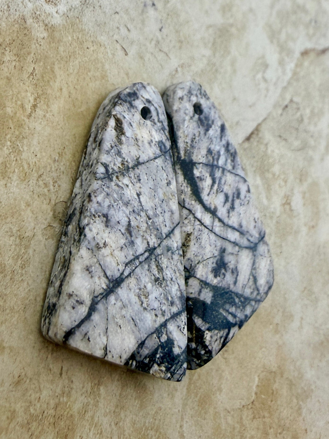 RARE High Quality White Buffalo Matching Earring Slab Bead