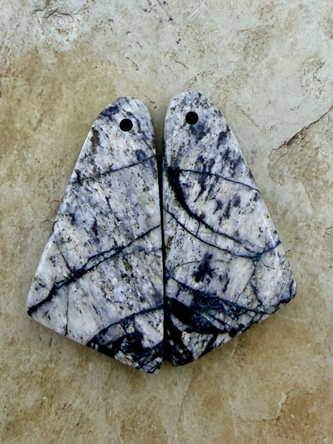 RARE High Quality White Buffalo Matching Earring Slab Bead