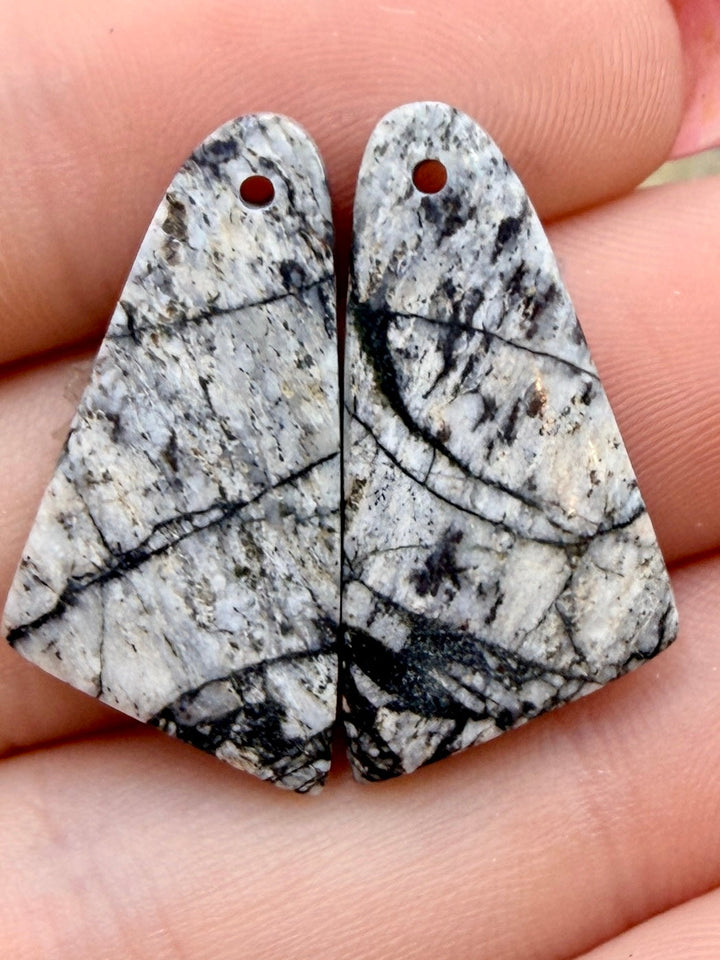 RARE High Quality White Buffalo Matching Earring Slab Bead