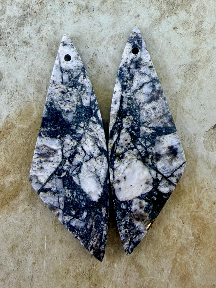 RARE High Quality White Buffalo Matching Earring Slab Bead
