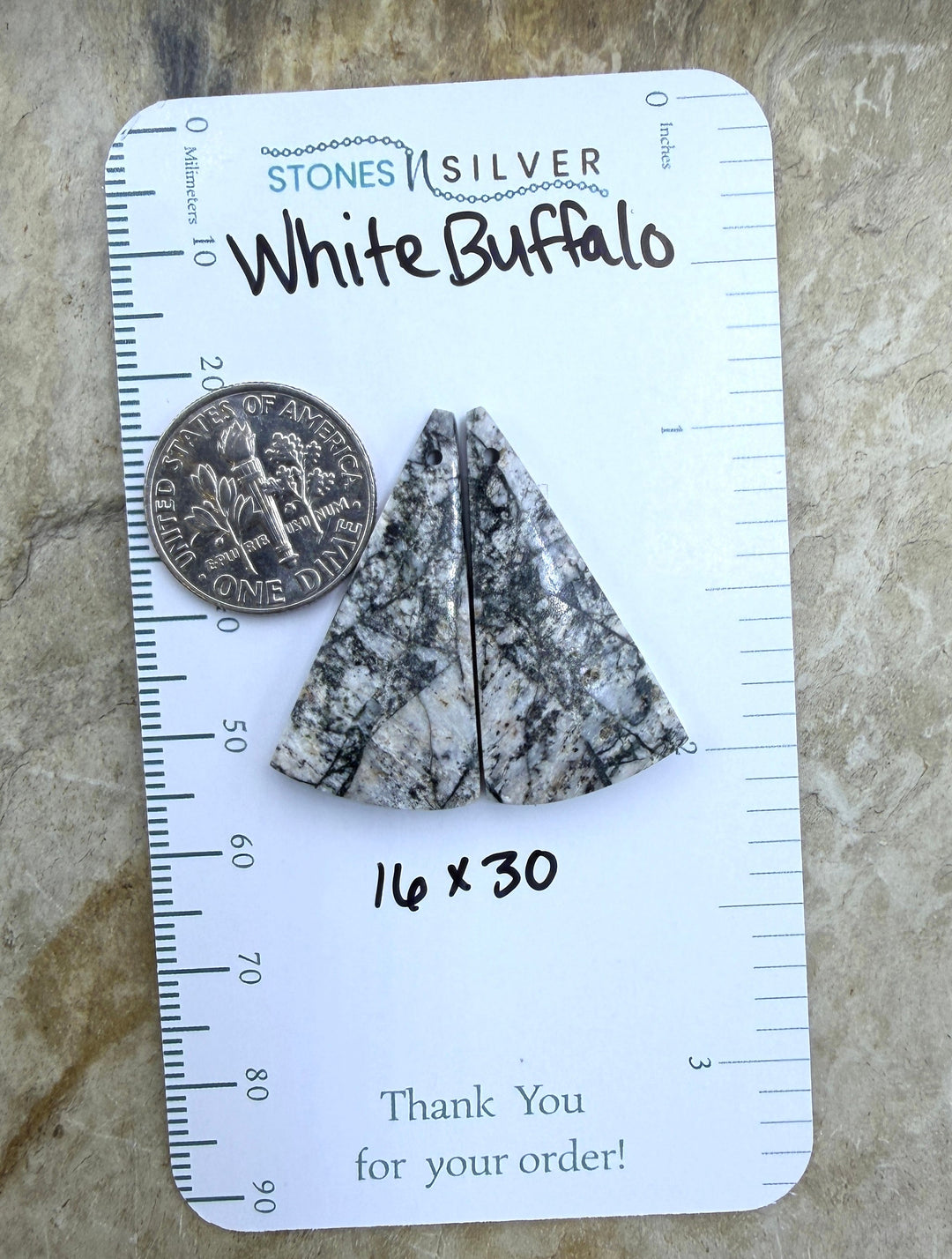 RARE High Quality White Buffalo Matching Earring Slab Bead