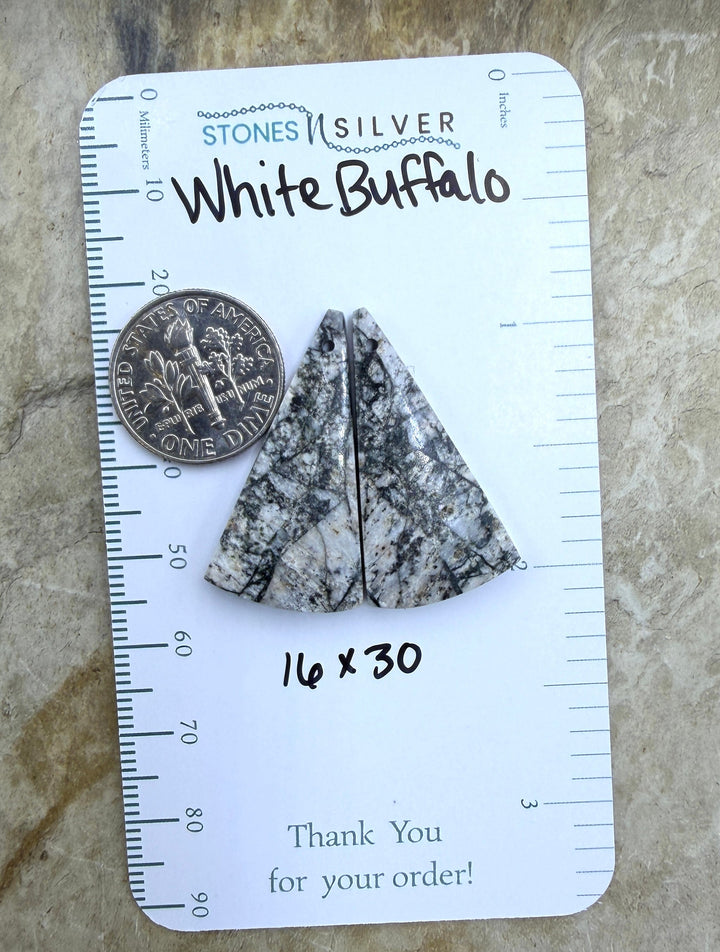 RARE High Quality White Buffalo Matching Earring Slab Bead