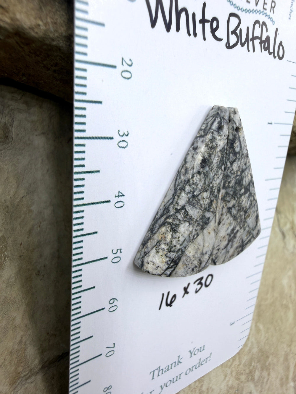 RARE High Quality White Buffalo Matching Earring Slab Bead
