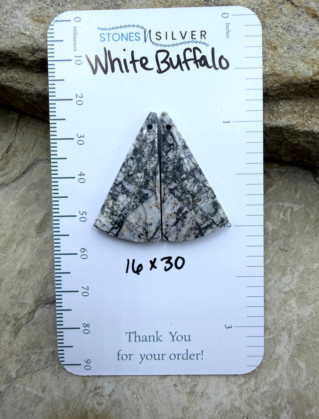 RARE High Quality White Buffalo Matching Earring Slab Bead