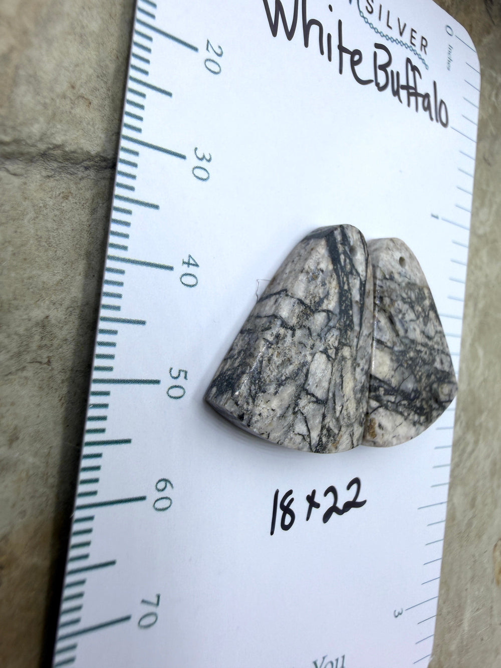 RARE High Quality White Buffalo Matching Earring Slab Bead