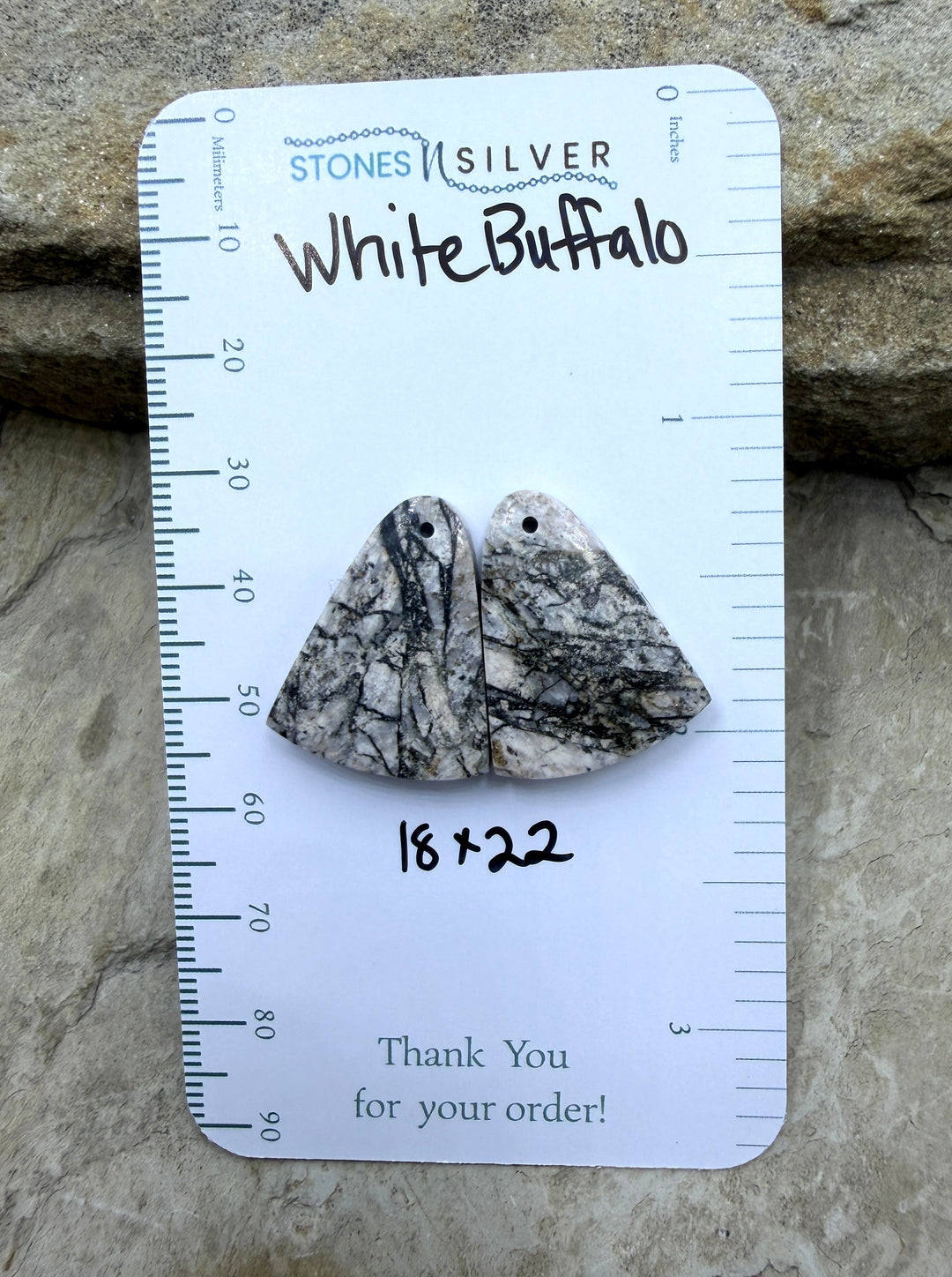 RARE High Quality White Buffalo Matching Earring Slab Bead