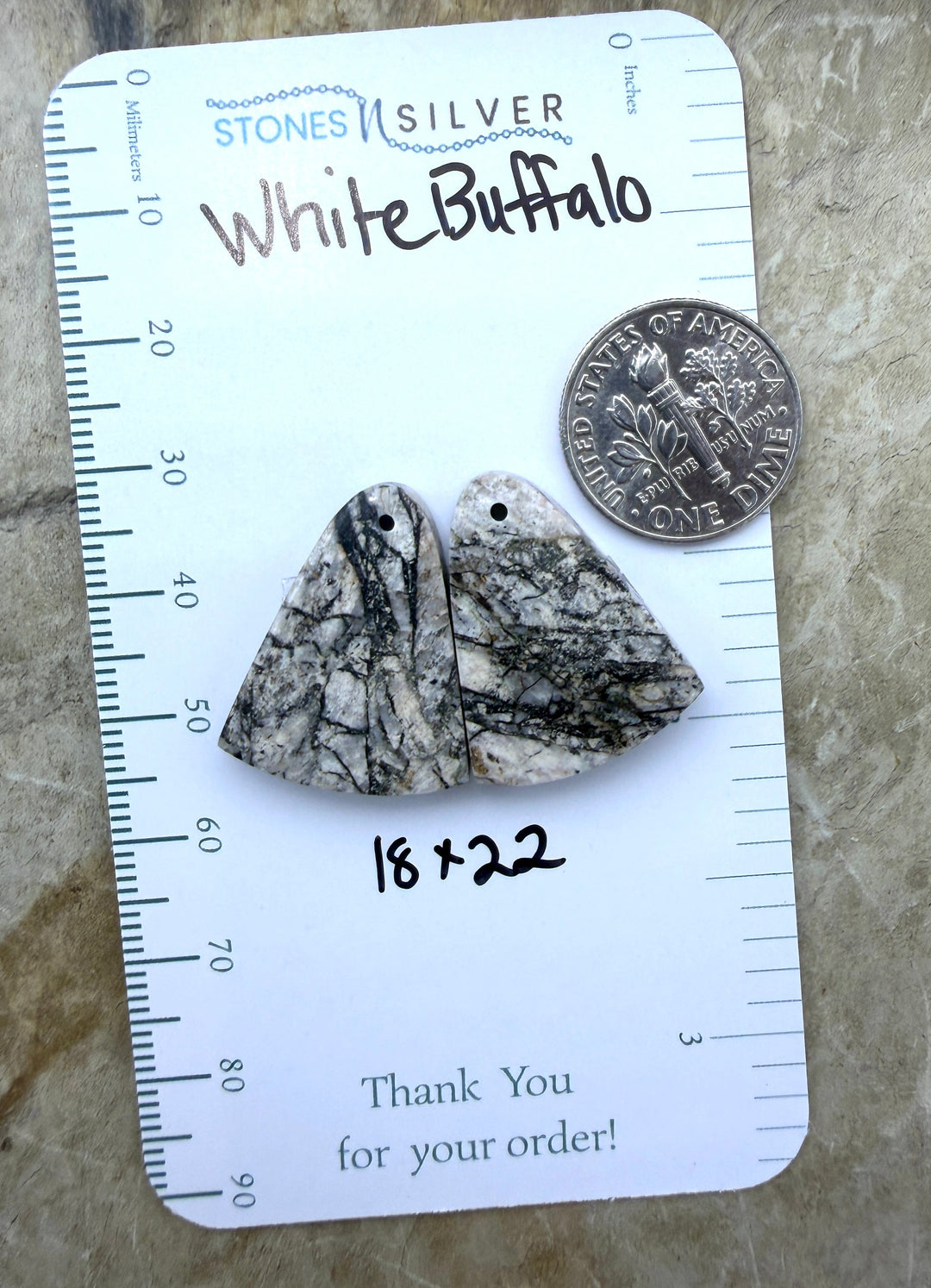RARE High Quality White Buffalo Matching Earring Slab Bead