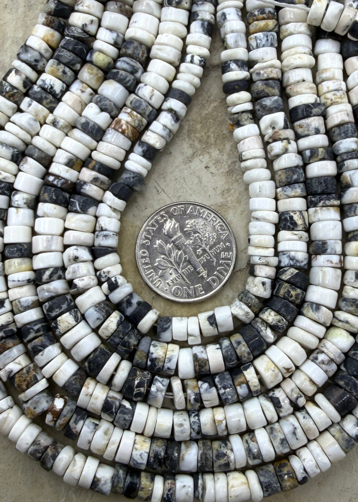 RARE High Quality White Buffalo (Nevada) 4-5mm Heishi Beads