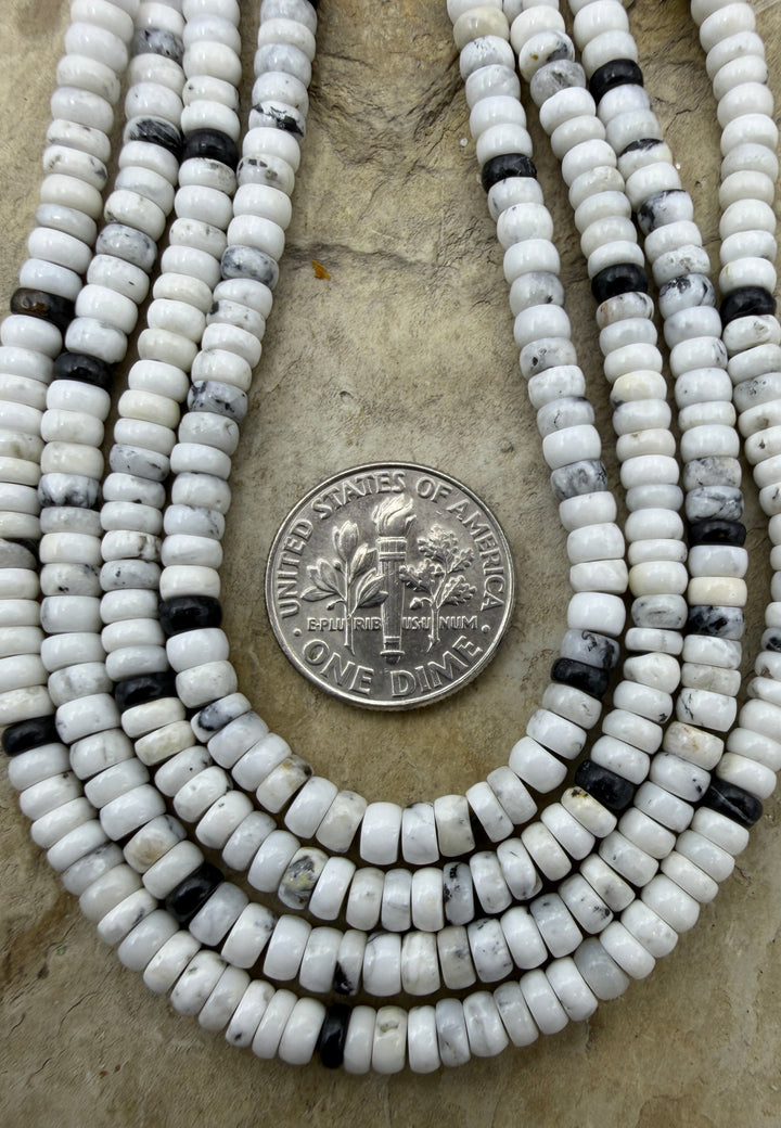 RARE High Quality White Buffalo (Nevada) 4mm Button Beads 9