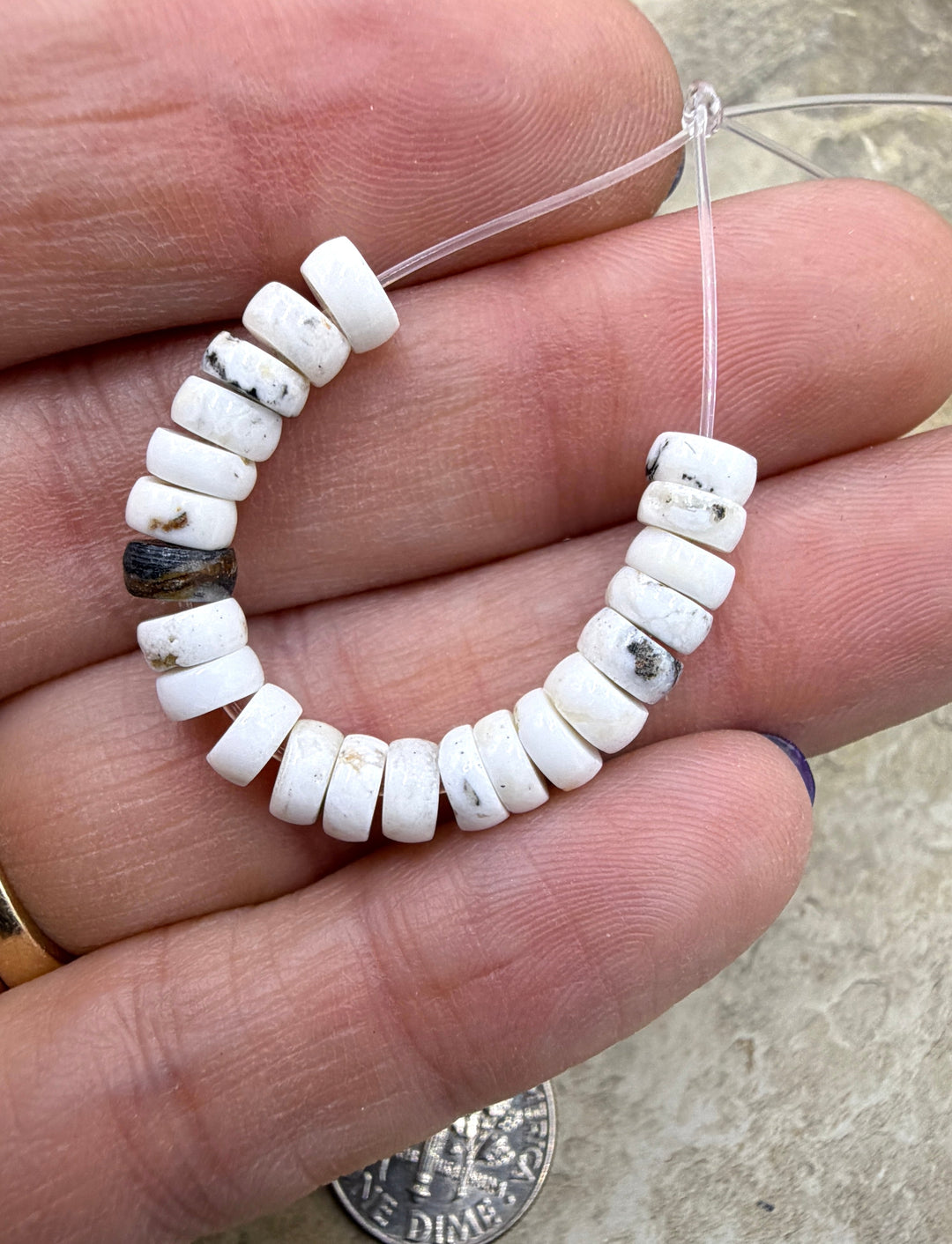 RARE High Quality White Buffalo (Nevada) 5mm Button Shaped