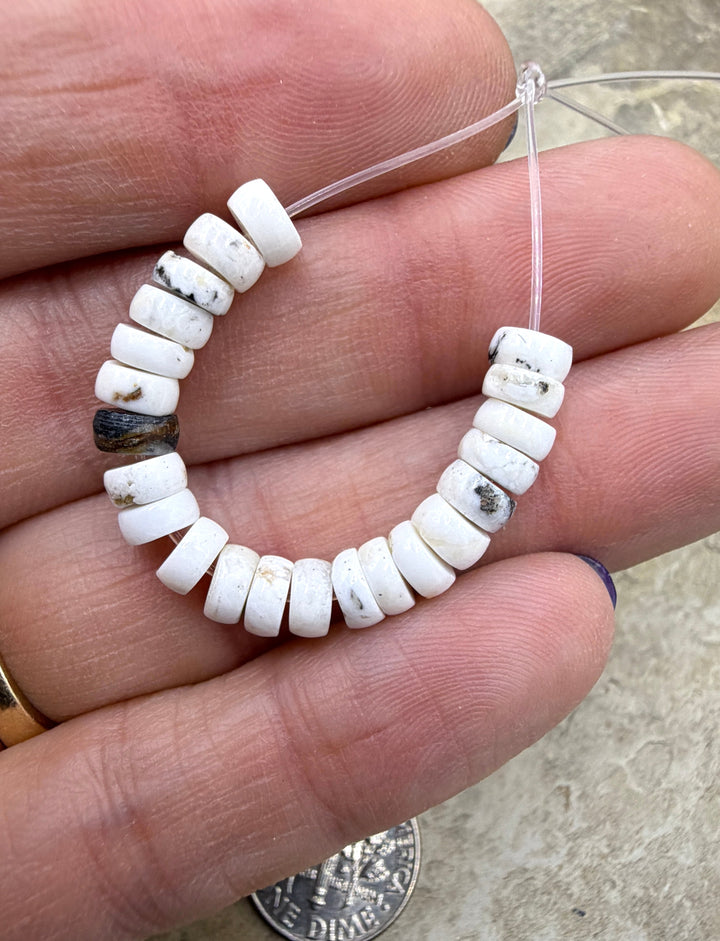 RARE High Quality White Buffalo (Nevada) 5mm Button Shaped