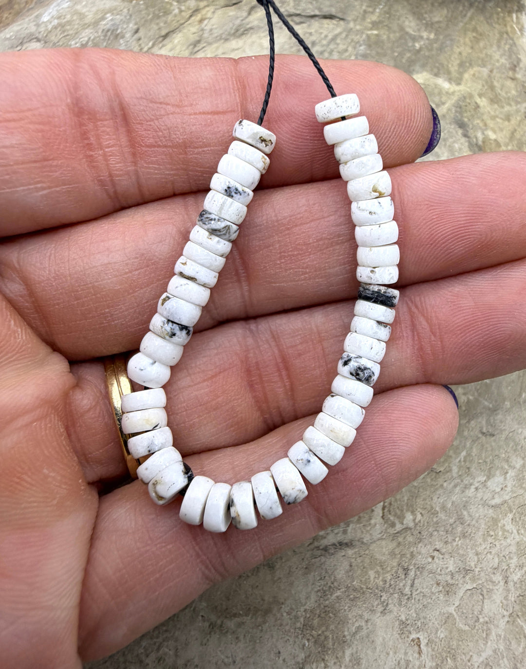 RARE High Quality White Buffalo (Nevada) 5mm Button Shaped