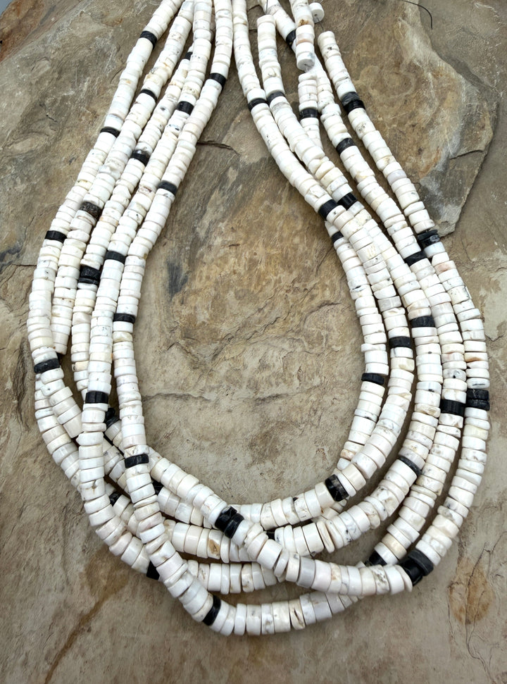 RARE High Quality White Buffalo (Nevada) 5mm Rustic Heishi
